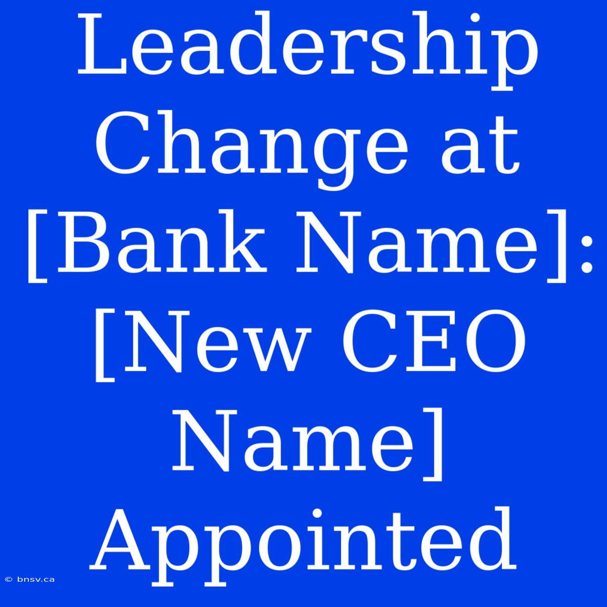 Leadership Change At [Bank Name]: [New CEO Name] Appointed