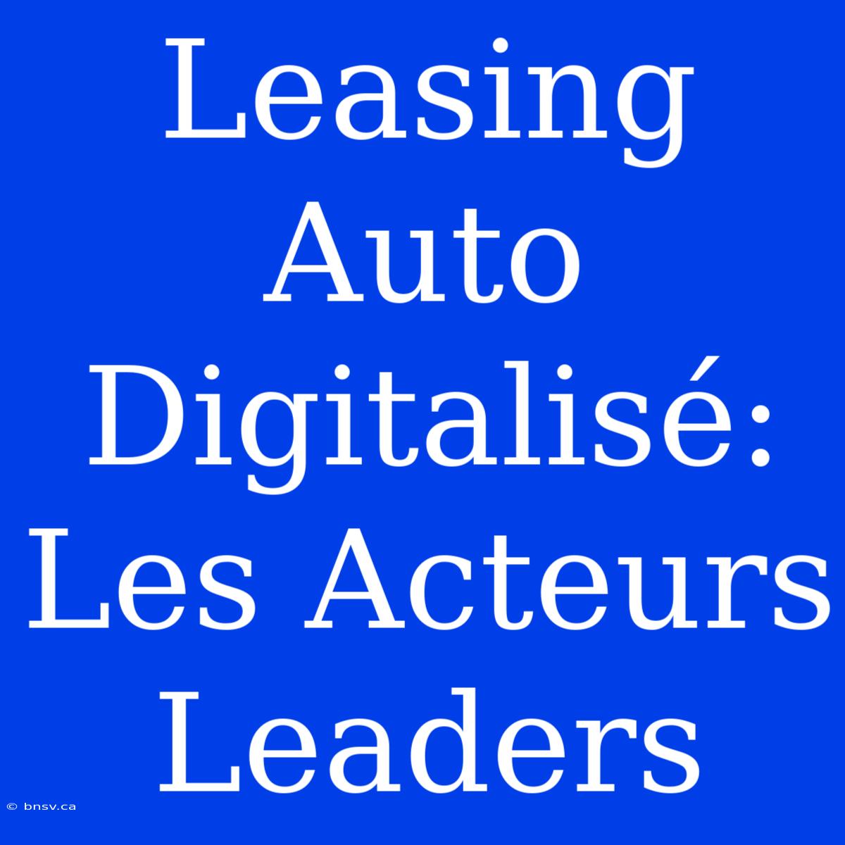 Leasing Auto Digitalisé: Les Acteurs Leaders