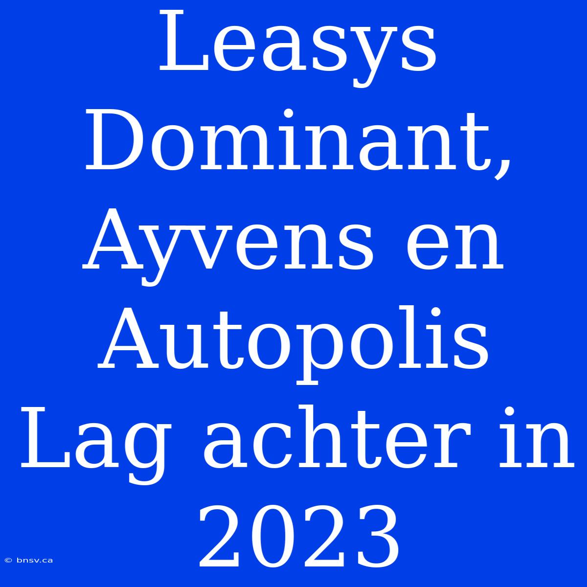 Leasys Dominant, Ayvens En Autopolis Lag Achter In 2023