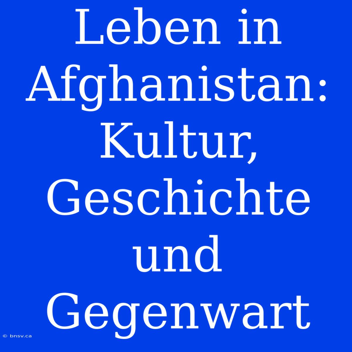 Leben In Afghanistan: Kultur, Geschichte Und Gegenwart