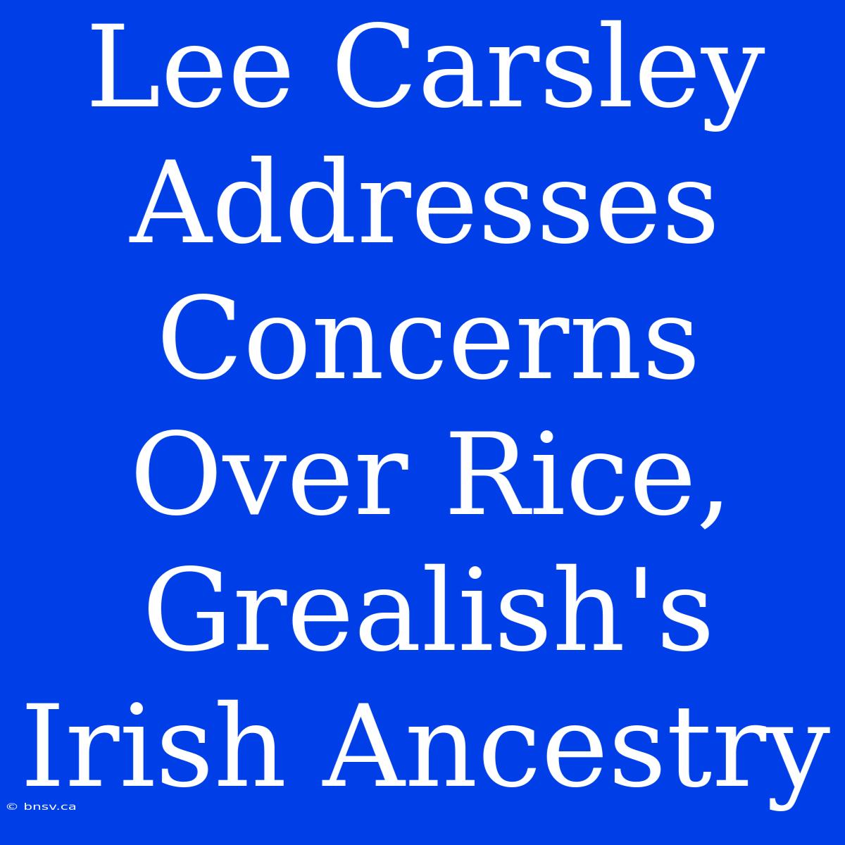 Lee Carsley Addresses Concerns Over Rice, Grealish's Irish Ancestry