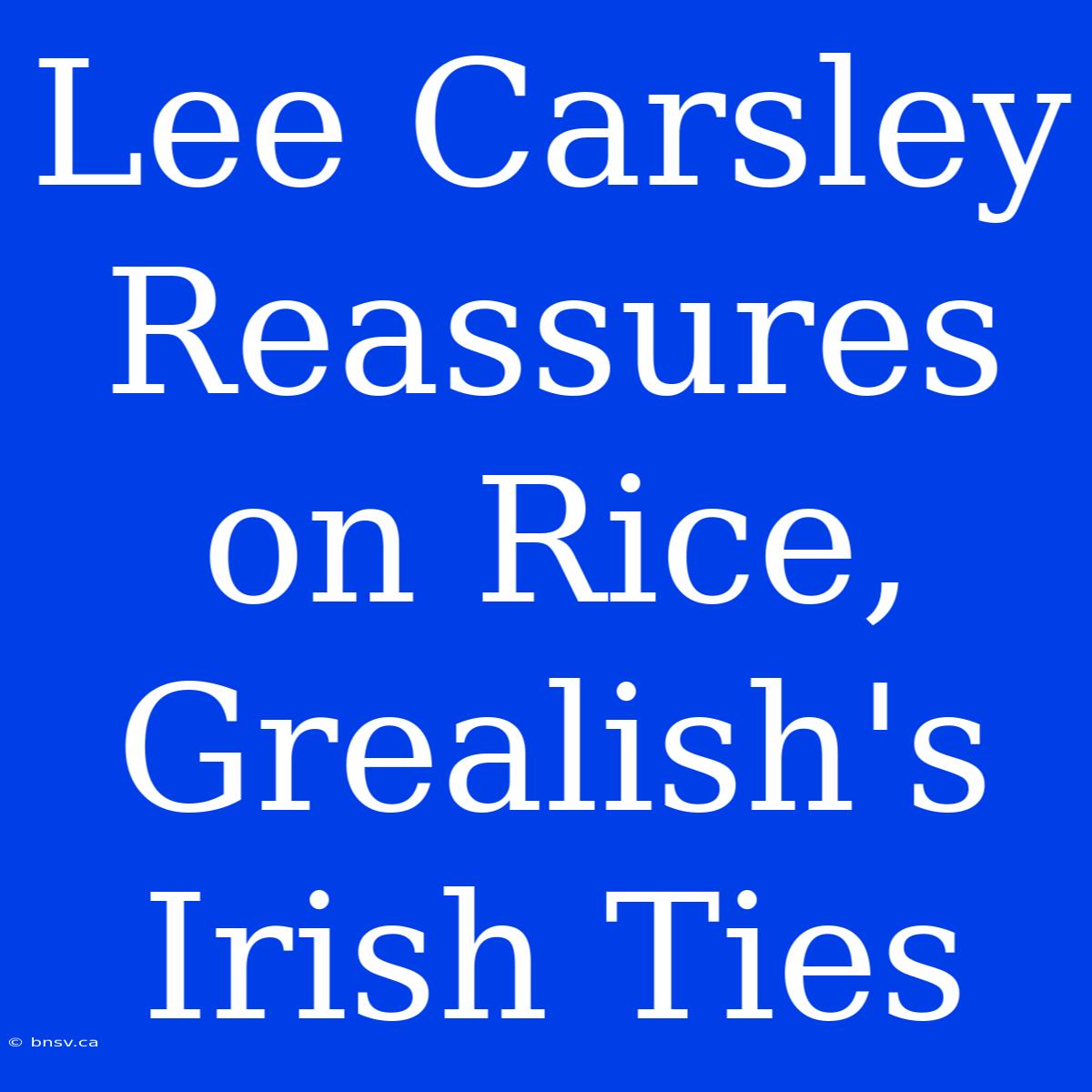 Lee Carsley Reassures On Rice, Grealish's Irish Ties