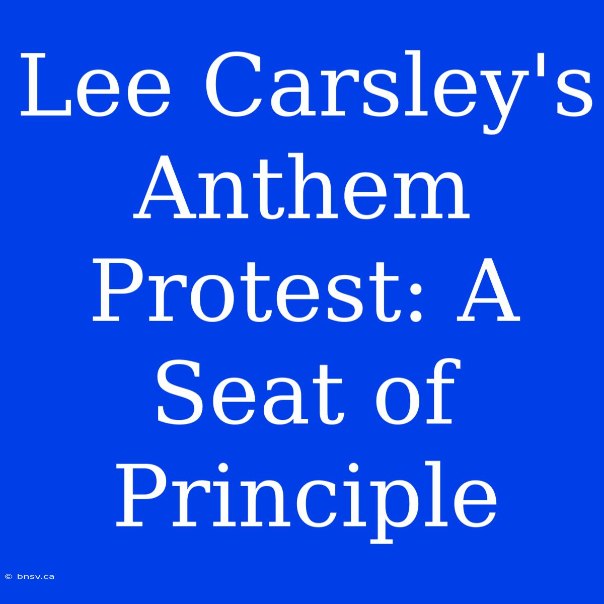 Lee Carsley's Anthem Protest: A Seat Of Principle