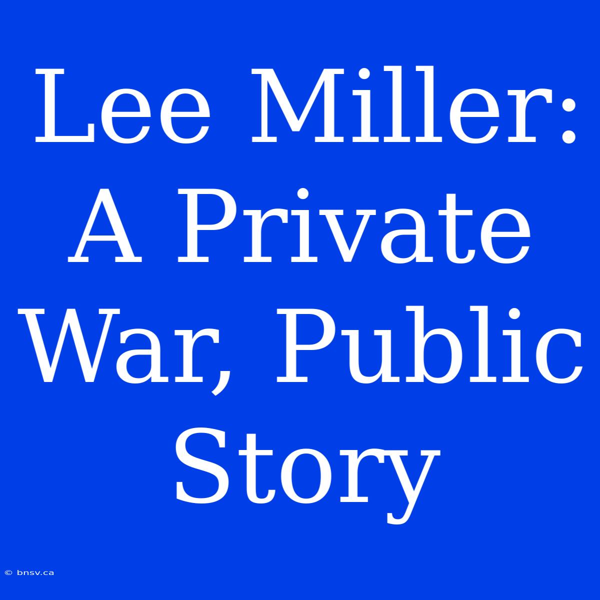 Lee Miller: A Private War, Public Story