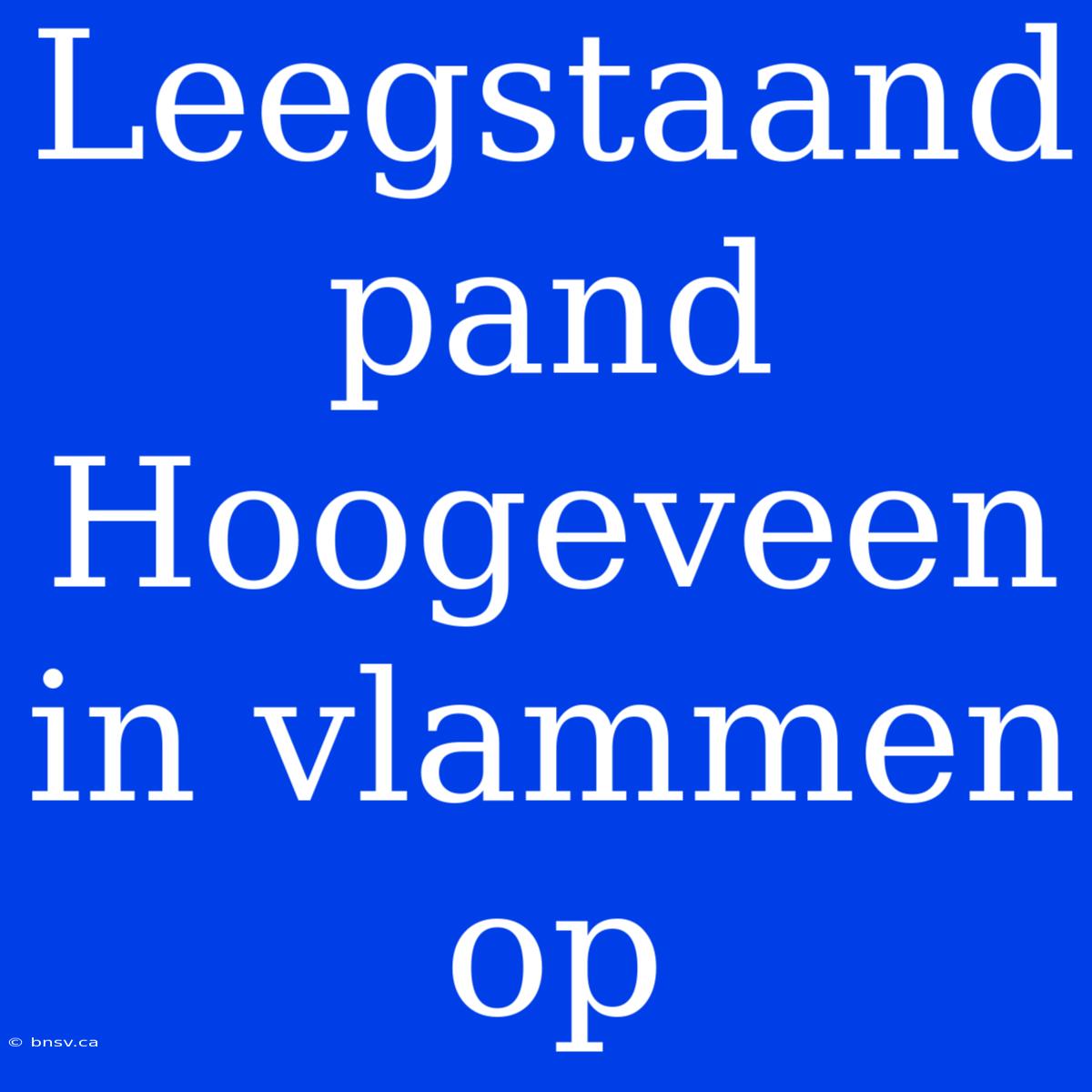 Leegstaand Pand Hoogeveen In Vlammen Op