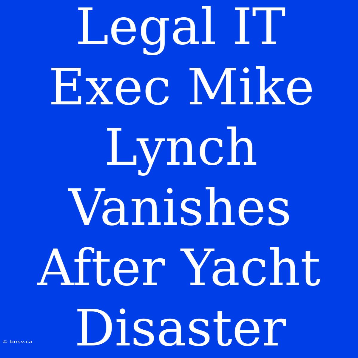 Legal IT Exec Mike Lynch Vanishes After Yacht Disaster