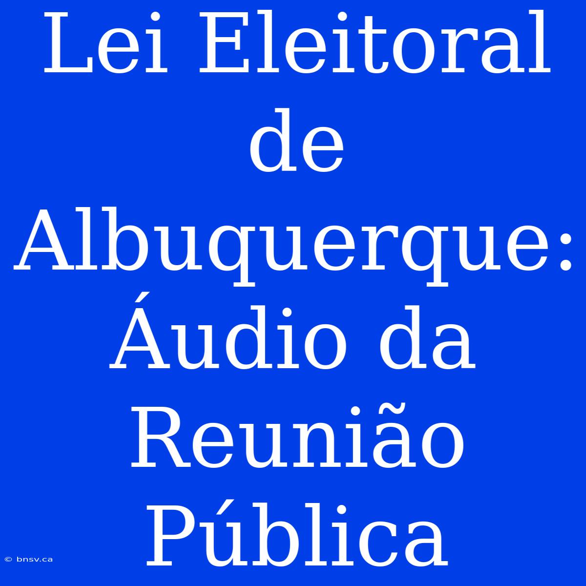 Lei Eleitoral De Albuquerque: Áudio Da Reunião Pública