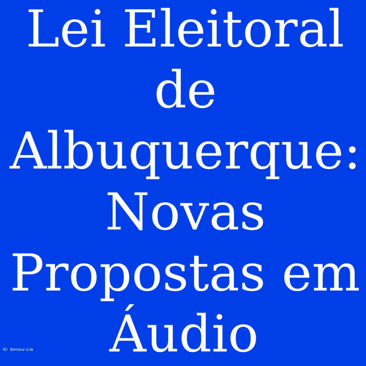 Lei Eleitoral De Albuquerque: Novas Propostas Em Áudio