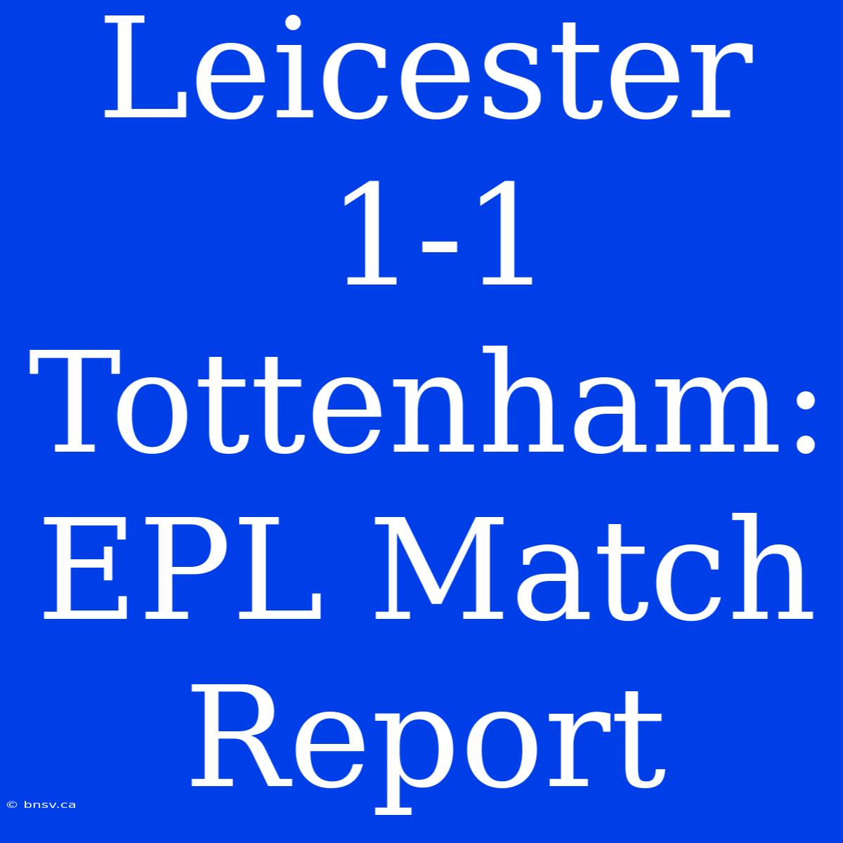 Leicester 1-1 Tottenham: EPL Match Report