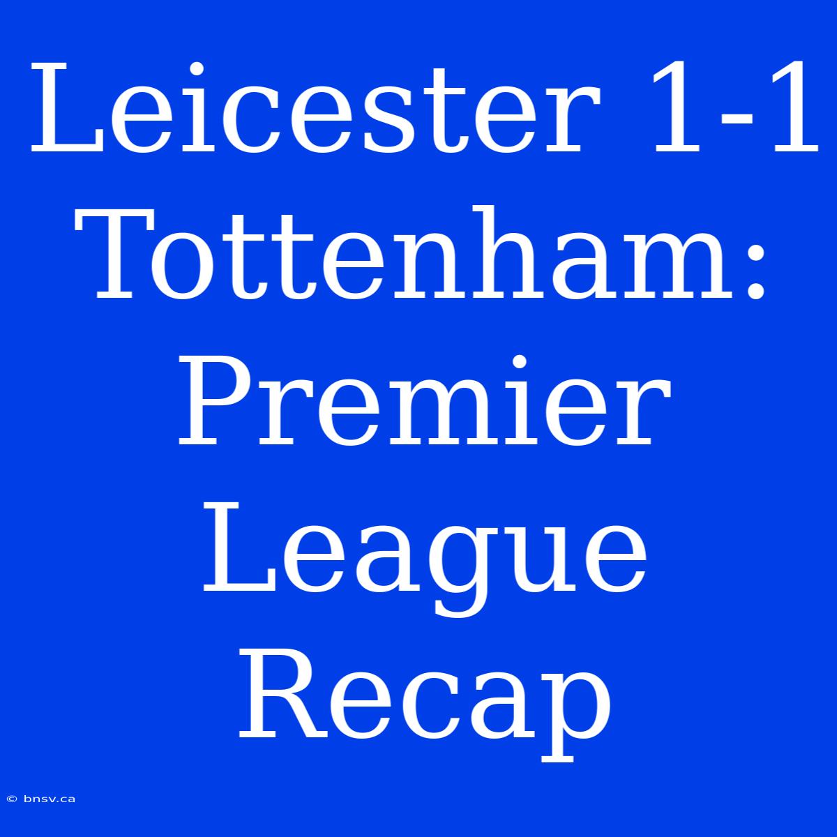 Leicester 1-1 Tottenham: Premier League Recap