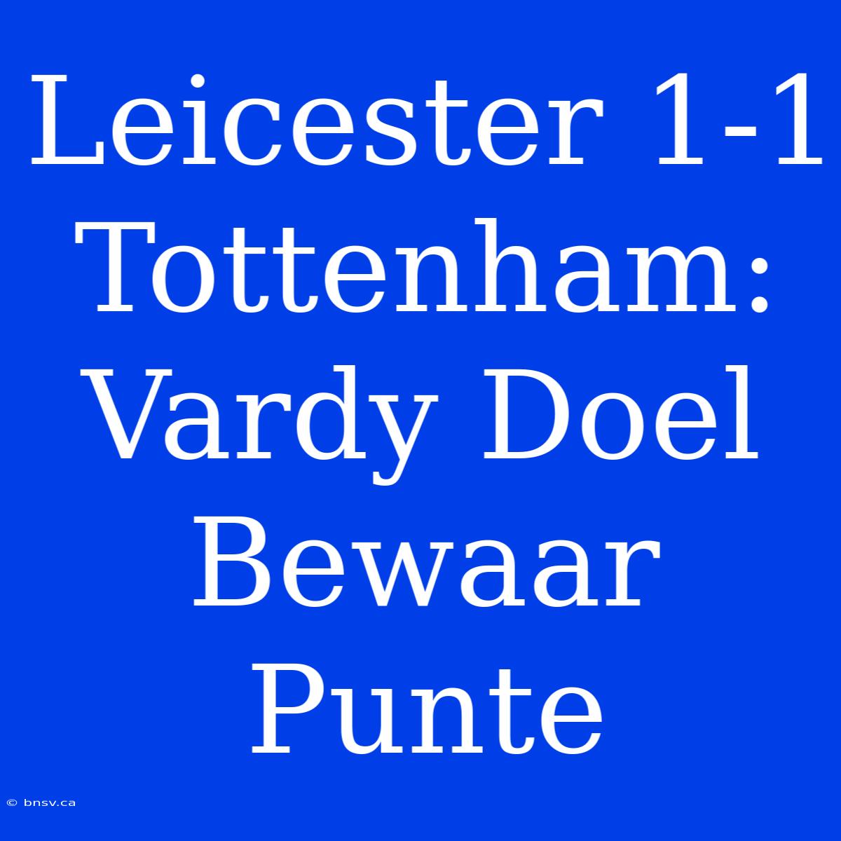 Leicester 1-1 Tottenham: Vardy Doel Bewaar Punte