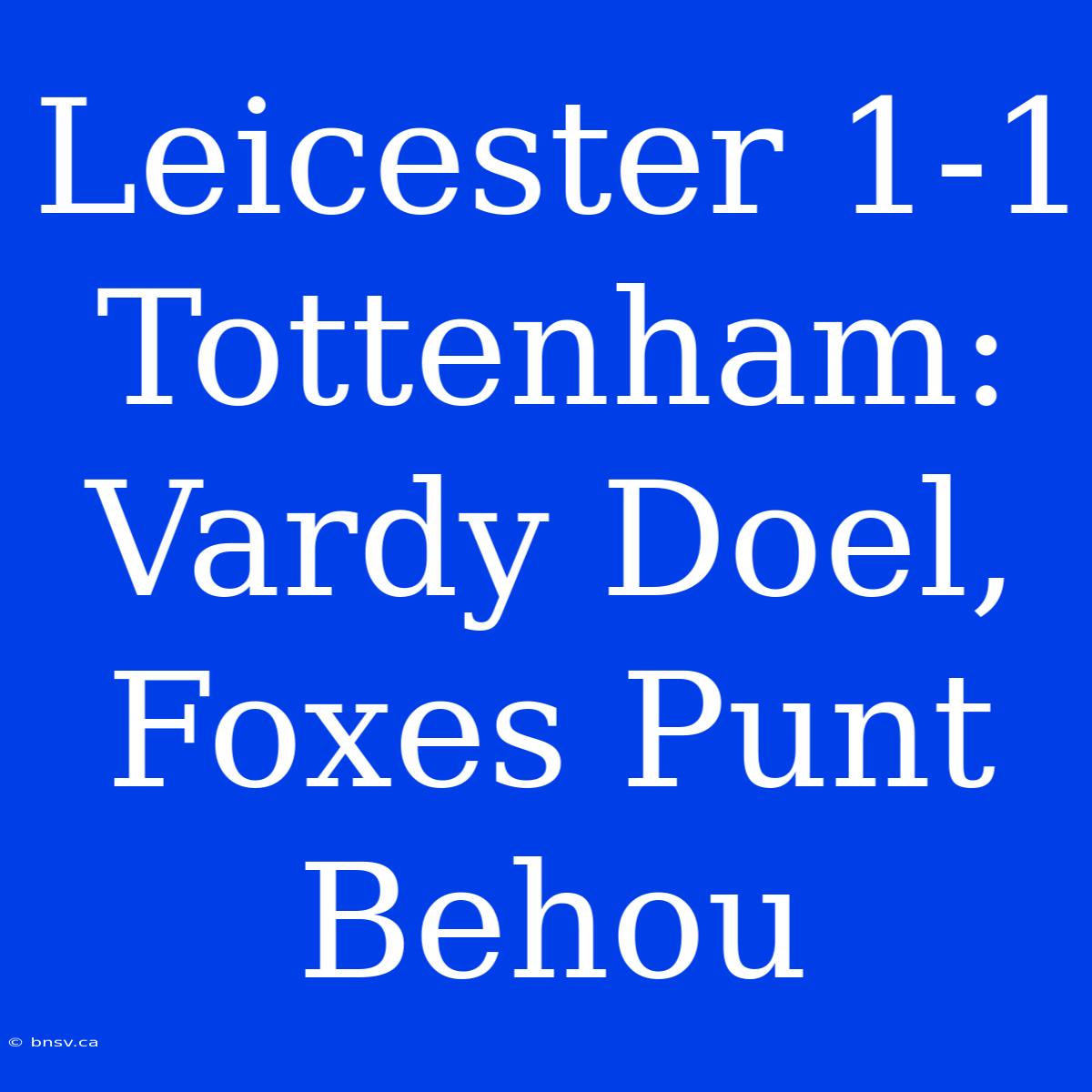 Leicester 1-1 Tottenham: Vardy Doel, Foxes Punt Behou