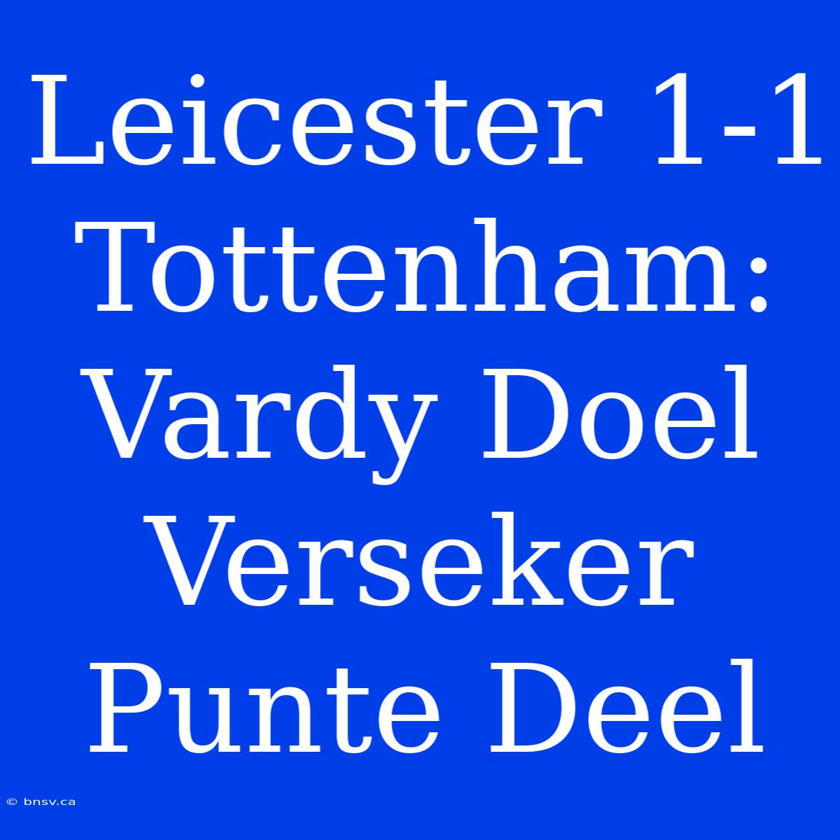 Leicester 1-1 Tottenham: Vardy Doel Verseker Punte Deel