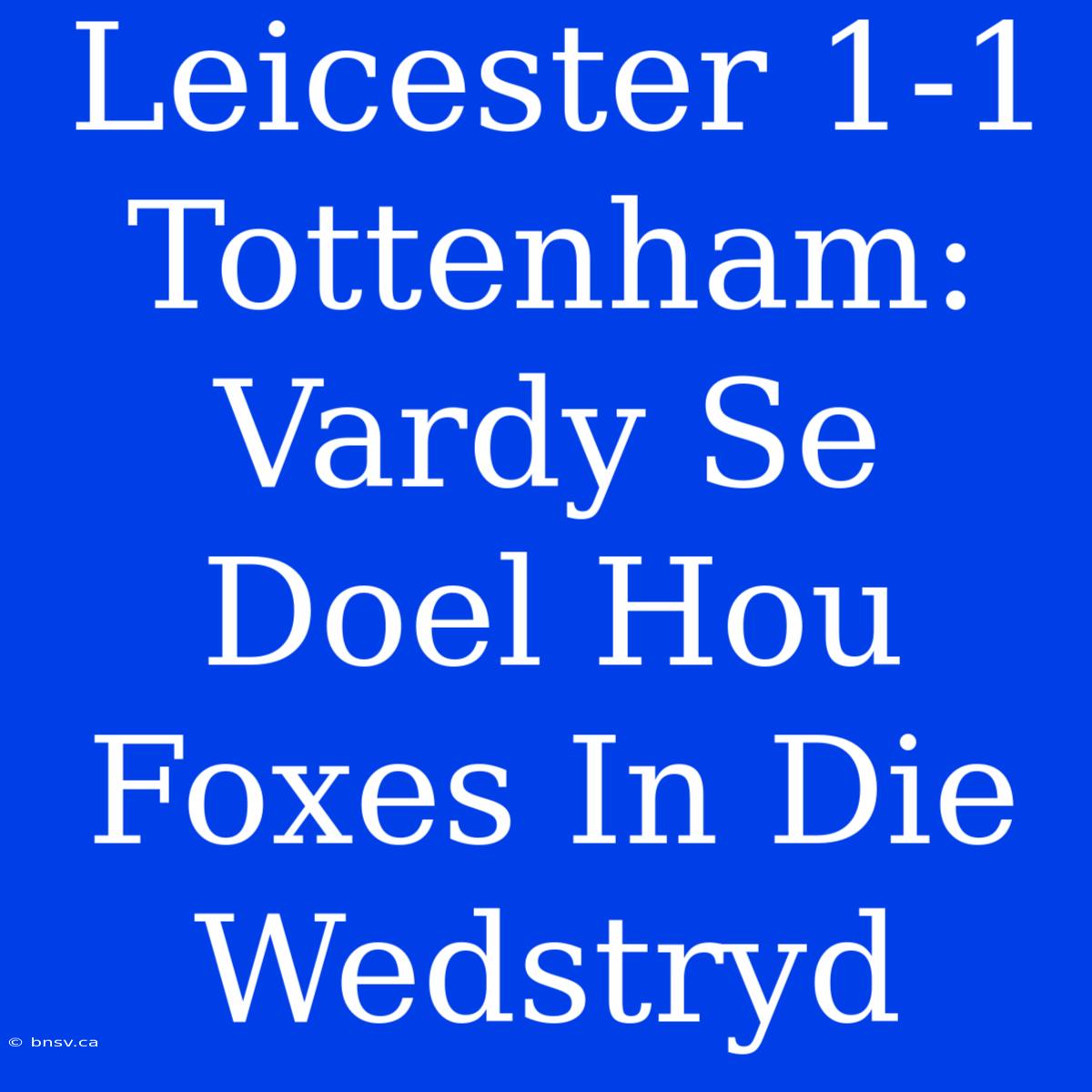 Leicester 1-1 Tottenham: Vardy Se Doel Hou Foxes In Die Wedstryd