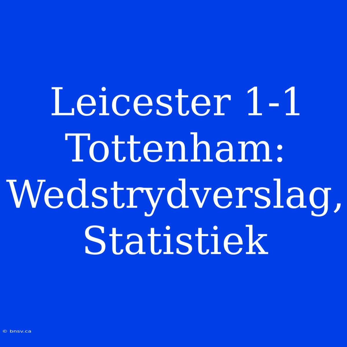 Leicester 1-1 Tottenham: Wedstrydverslag, Statistiek