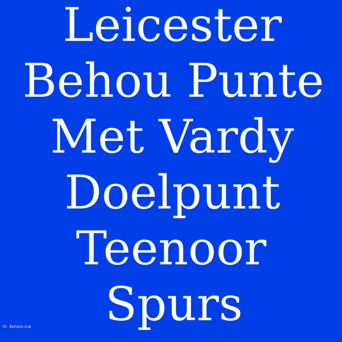 Leicester Behou Punte Met Vardy Doelpunt Teenoor Spurs