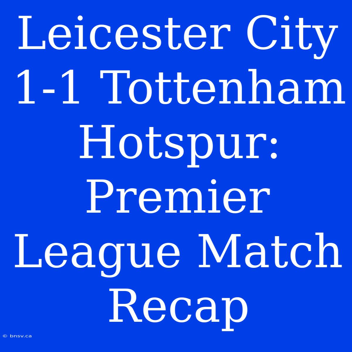 Leicester City 1-1 Tottenham Hotspur: Premier League Match Recap