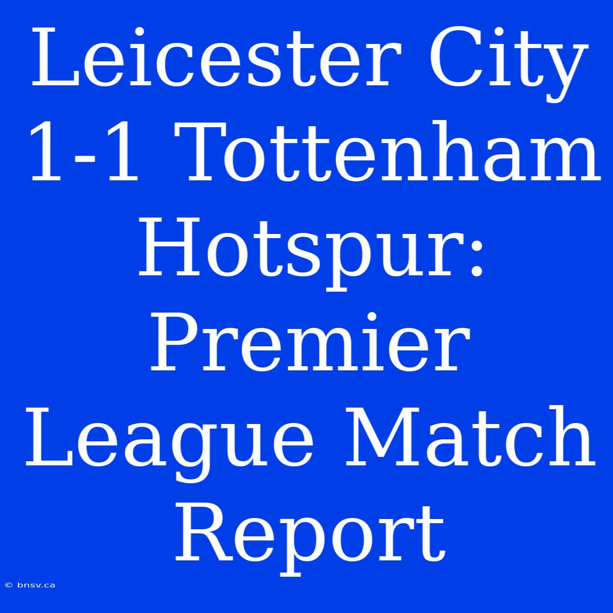 Leicester City 1-1 Tottenham Hotspur: Premier League Match Report