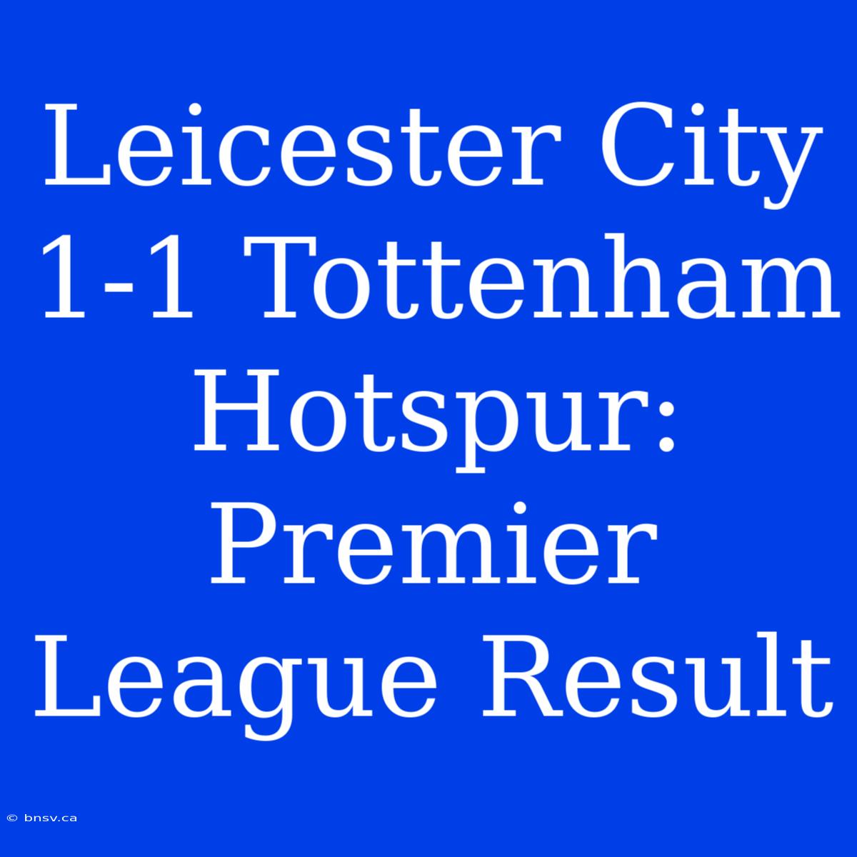 Leicester City 1-1 Tottenham Hotspur: Premier League Result