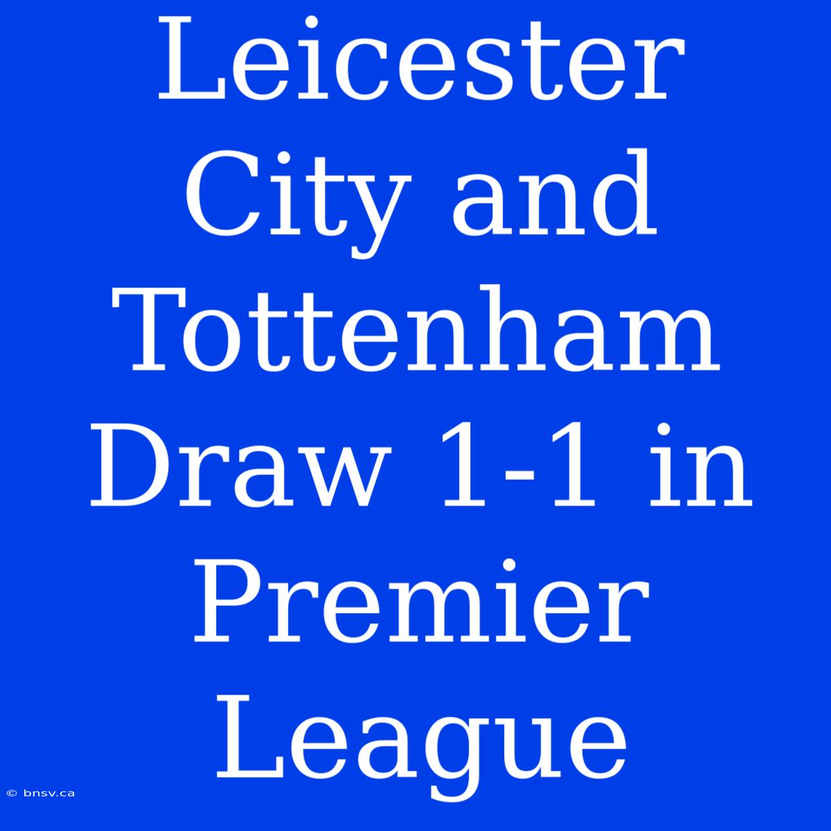 Leicester City And Tottenham Draw 1-1 In Premier League