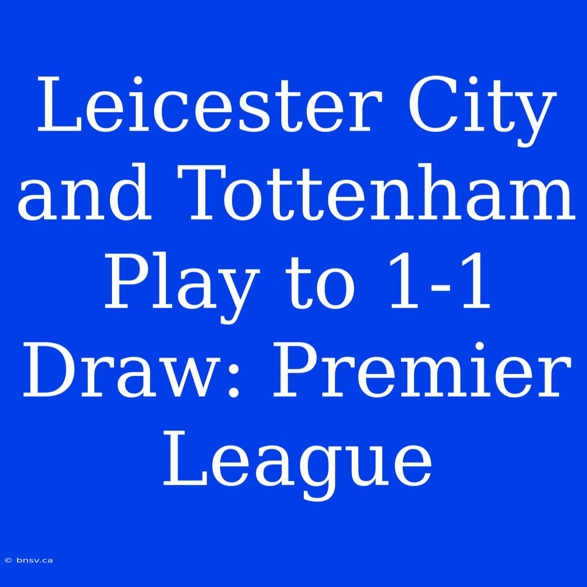 Leicester City And Tottenham Play To 1-1 Draw: Premier League