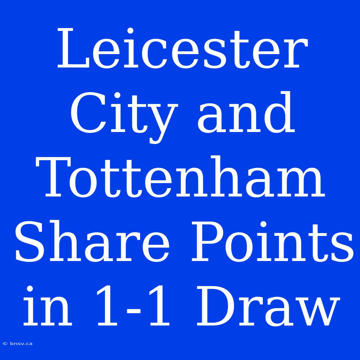 Leicester City And Tottenham Share Points In 1-1 Draw