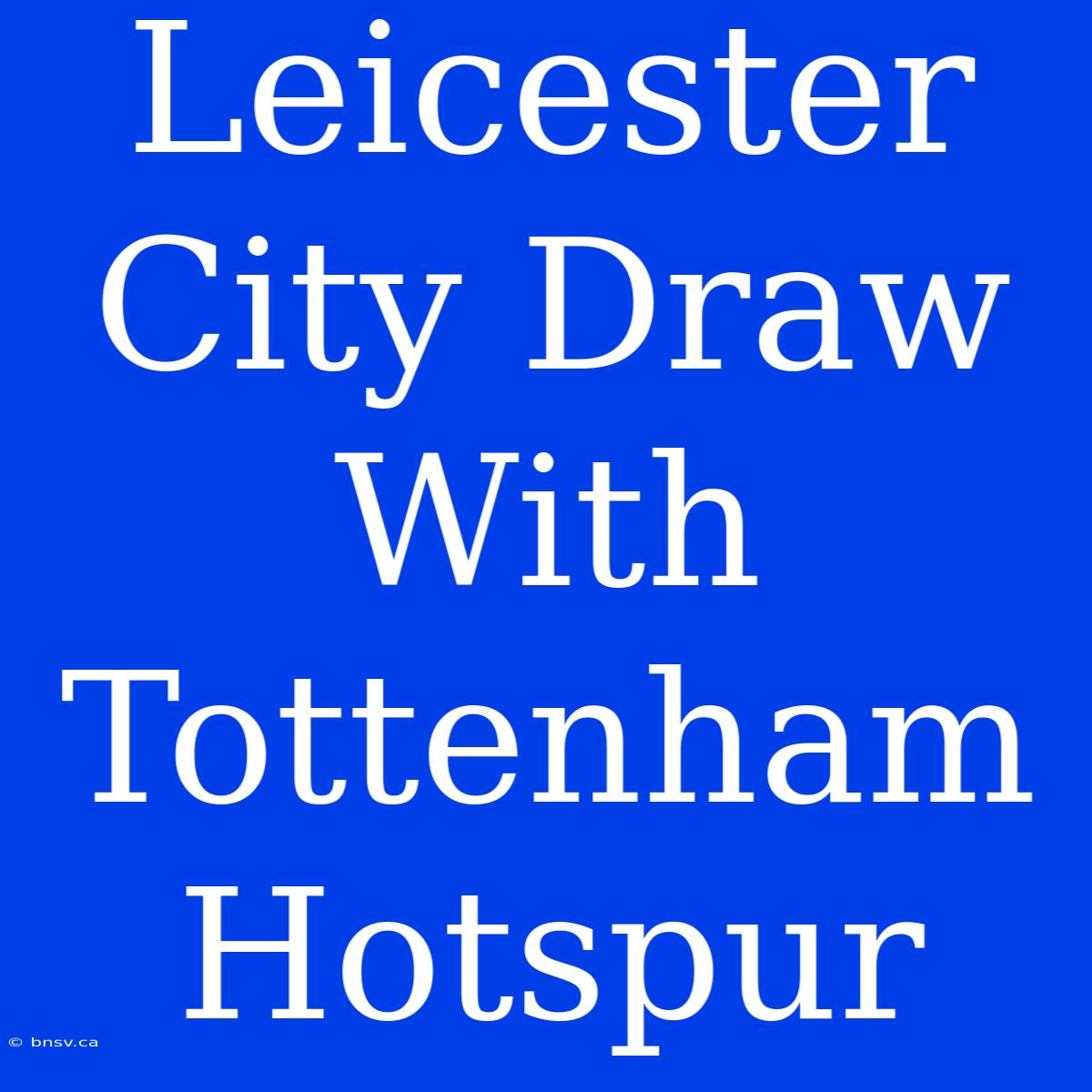 Leicester City Draw With Tottenham Hotspur