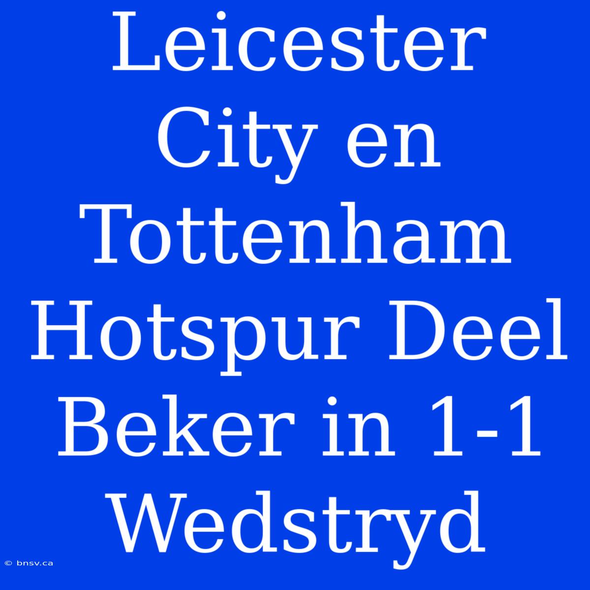 Leicester City En Tottenham Hotspur Deel Beker In 1-1 Wedstryd