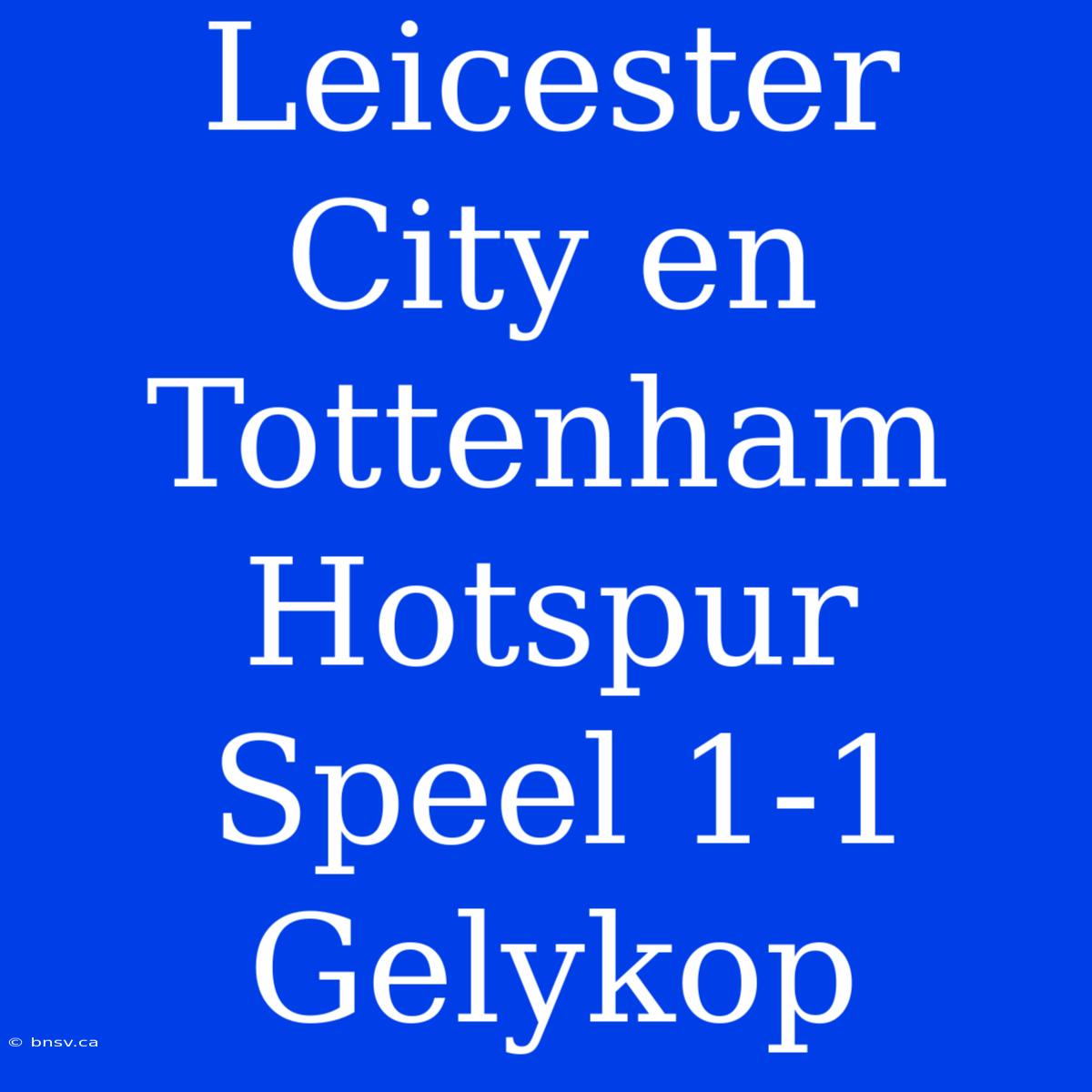 Leicester City En Tottenham Hotspur Speel 1-1 Gelykop