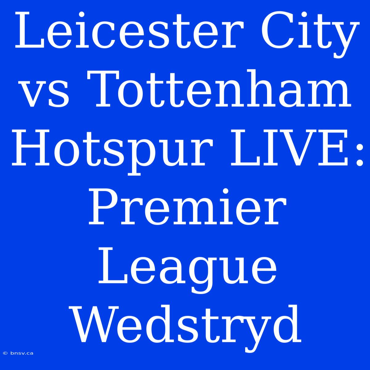 Leicester City Vs Tottenham Hotspur LIVE: Premier League Wedstryd