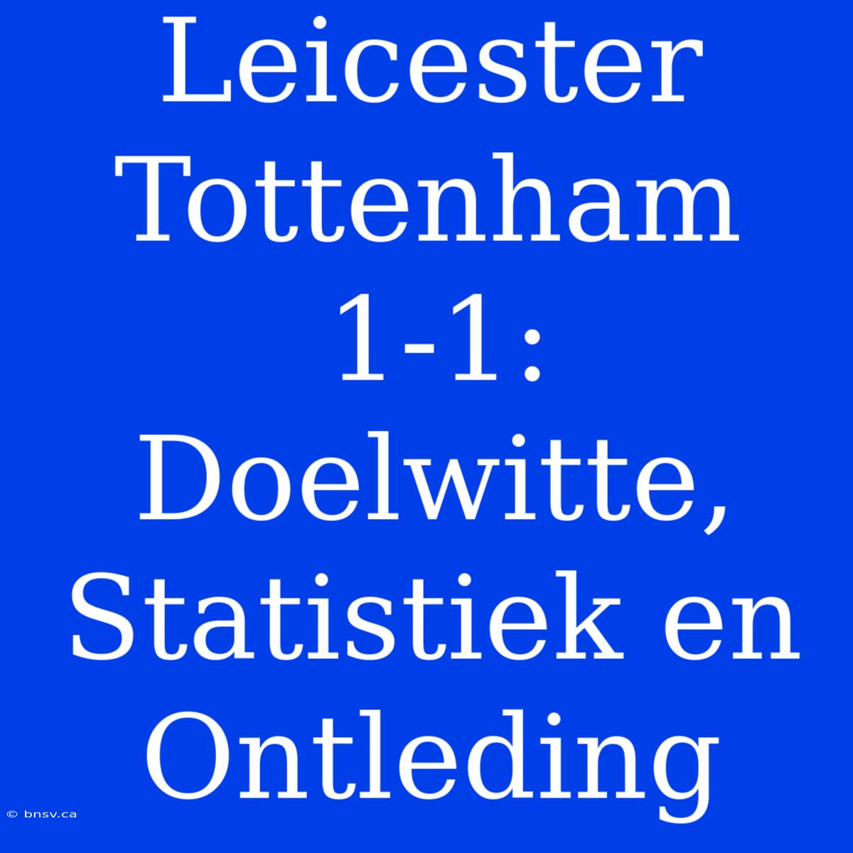 Leicester Tottenham 1-1: Doelwitte, Statistiek En Ontleding