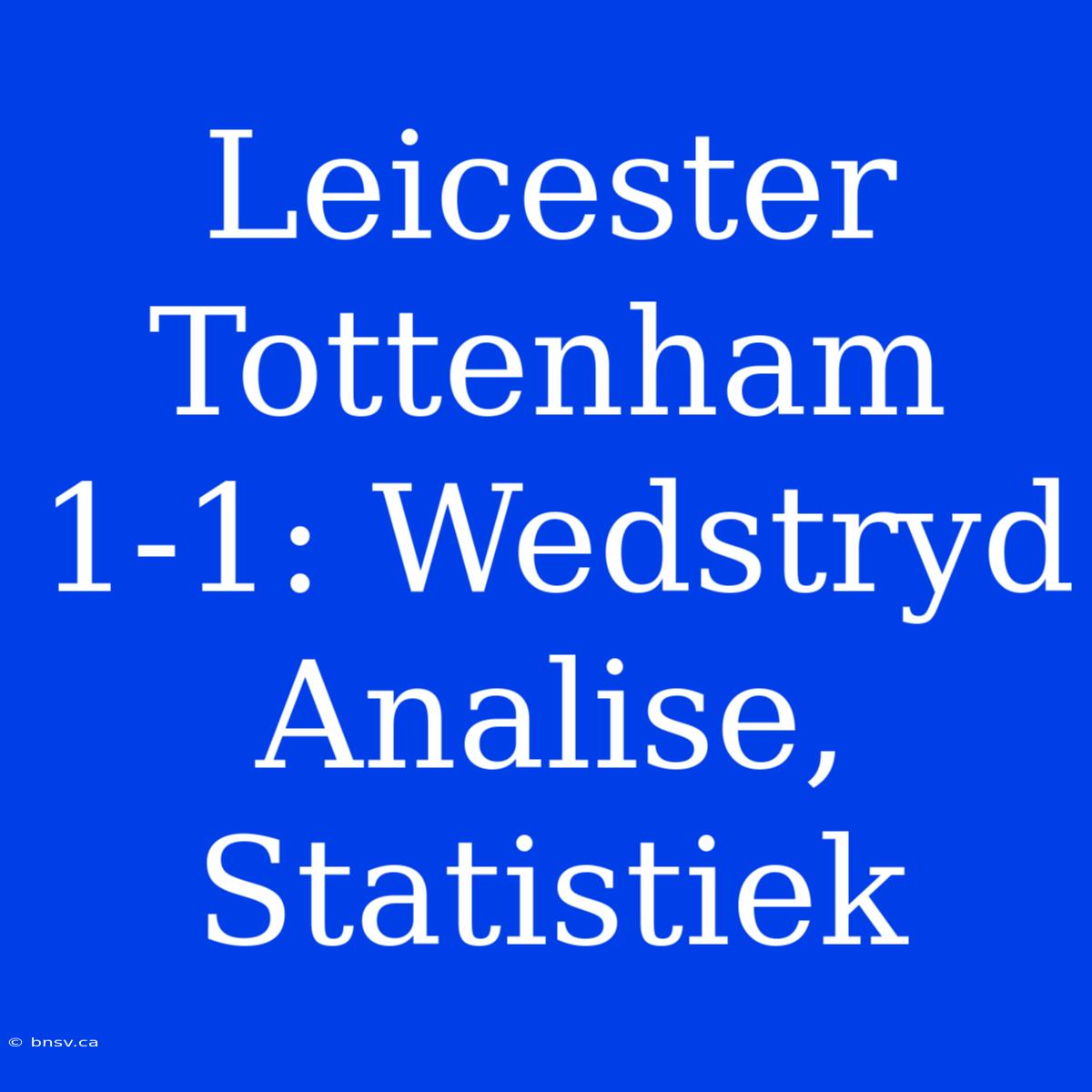 Leicester Tottenham 1-1: Wedstryd Analise, Statistiek