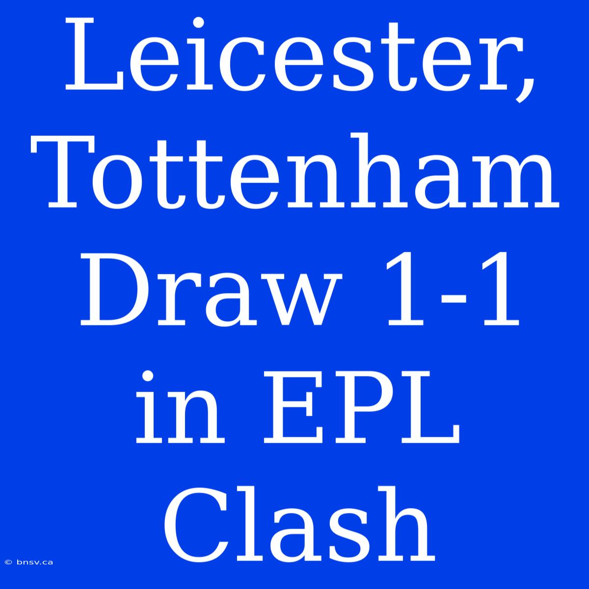 Leicester, Tottenham Draw 1-1 In EPL Clash