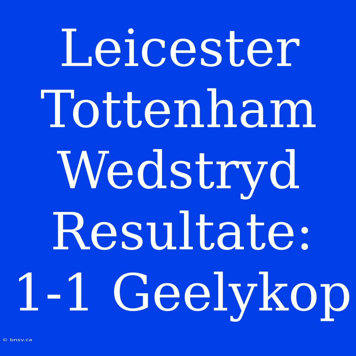 Leicester Tottenham Wedstryd Resultate: 1-1 Geelykop