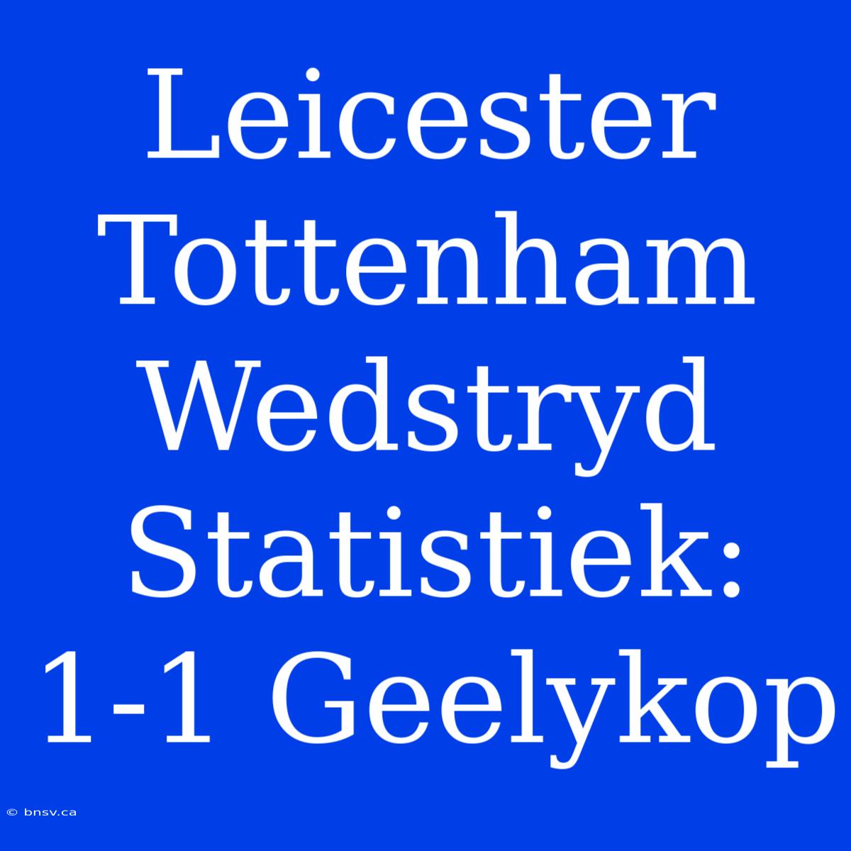 Leicester Tottenham Wedstryd Statistiek: 1-1 Geelykop