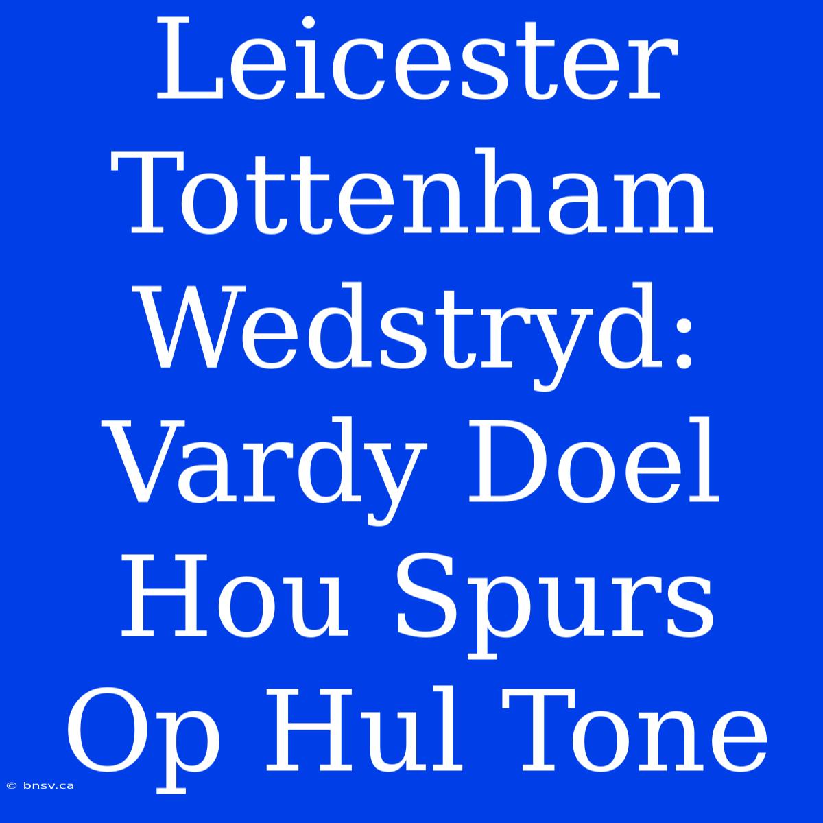 Leicester Tottenham Wedstryd: Vardy Doel Hou Spurs Op Hul Tone