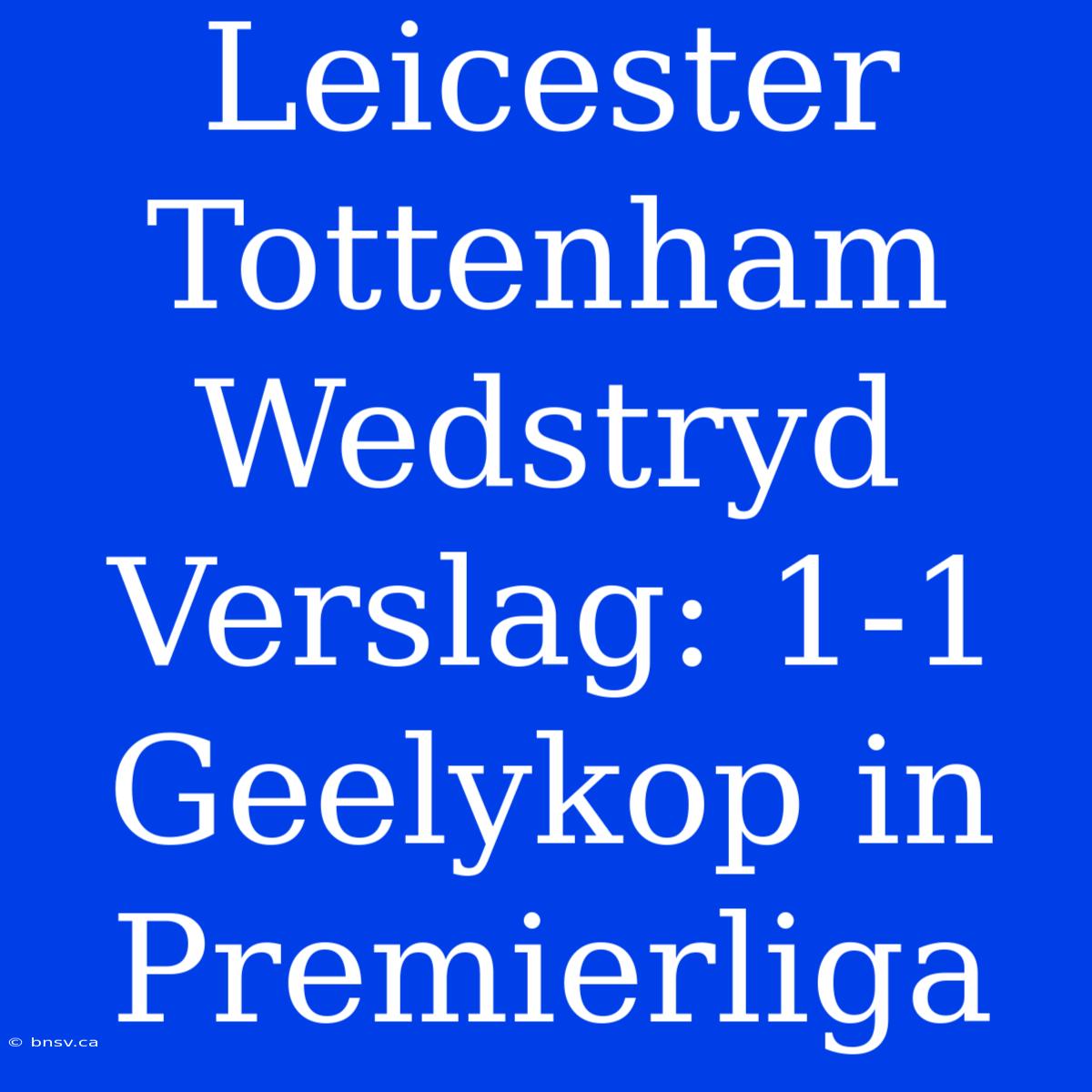 Leicester Tottenham Wedstryd Verslag: 1-1 Geelykop In Premierliga