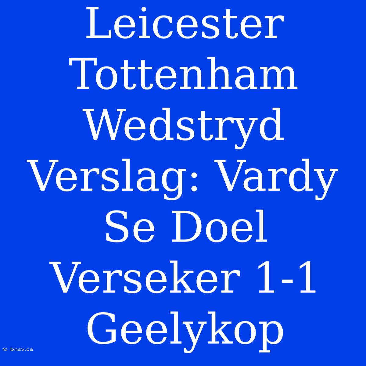 Leicester Tottenham Wedstryd Verslag: Vardy Se Doel Verseker 1-1 Geelykop