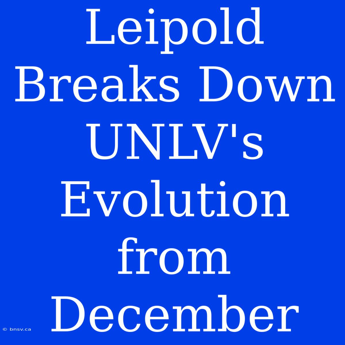 Leipold Breaks Down UNLV's Evolution From December