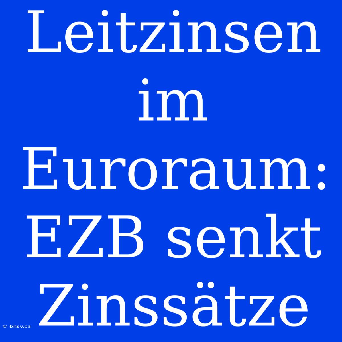 Leitzinsen Im Euroraum: EZB Senkt Zinssätze