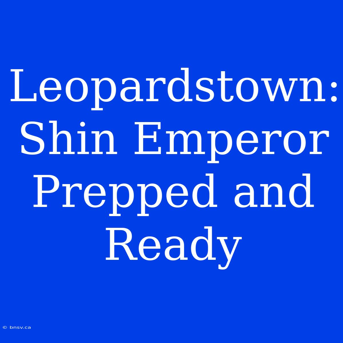 Leopardstown: Shin Emperor Prepped And Ready