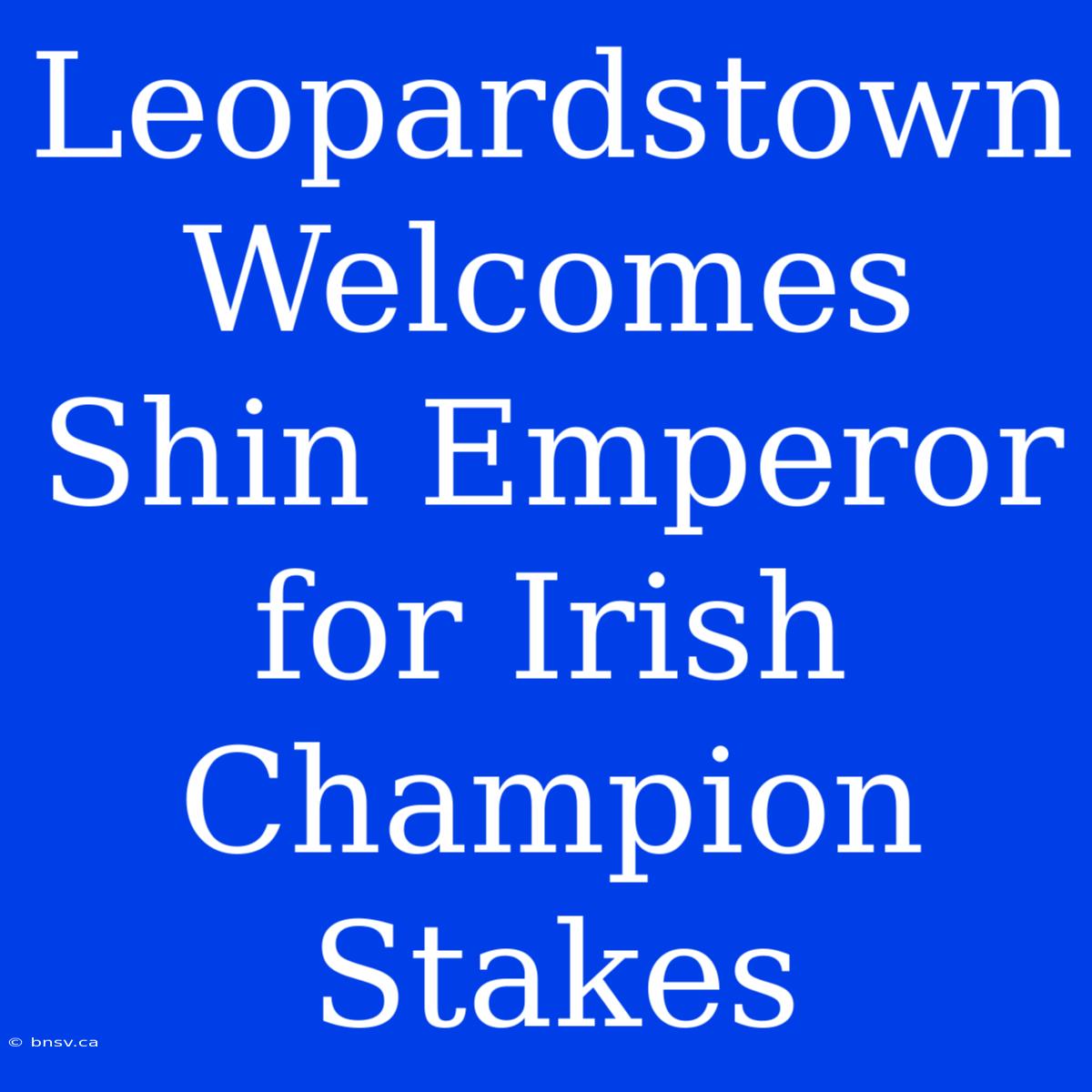 Leopardstown Welcomes Shin Emperor For Irish Champion Stakes