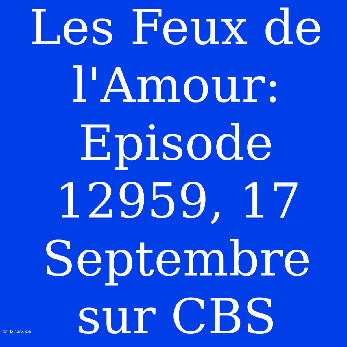 Les Feux De L'Amour: Episode 12959, 17 Septembre Sur CBS