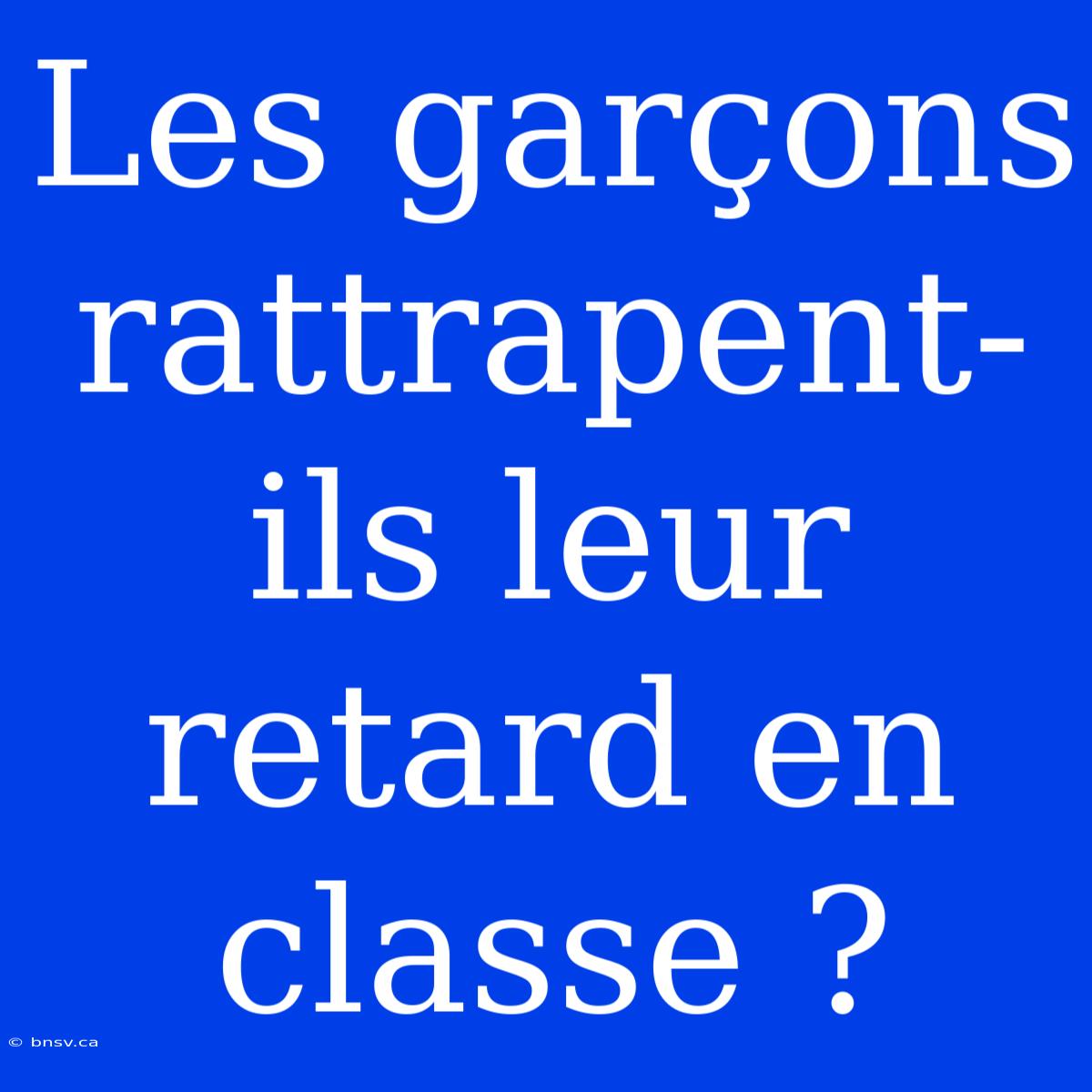 Les Garçons Rattrapent-ils Leur Retard En Classe ?