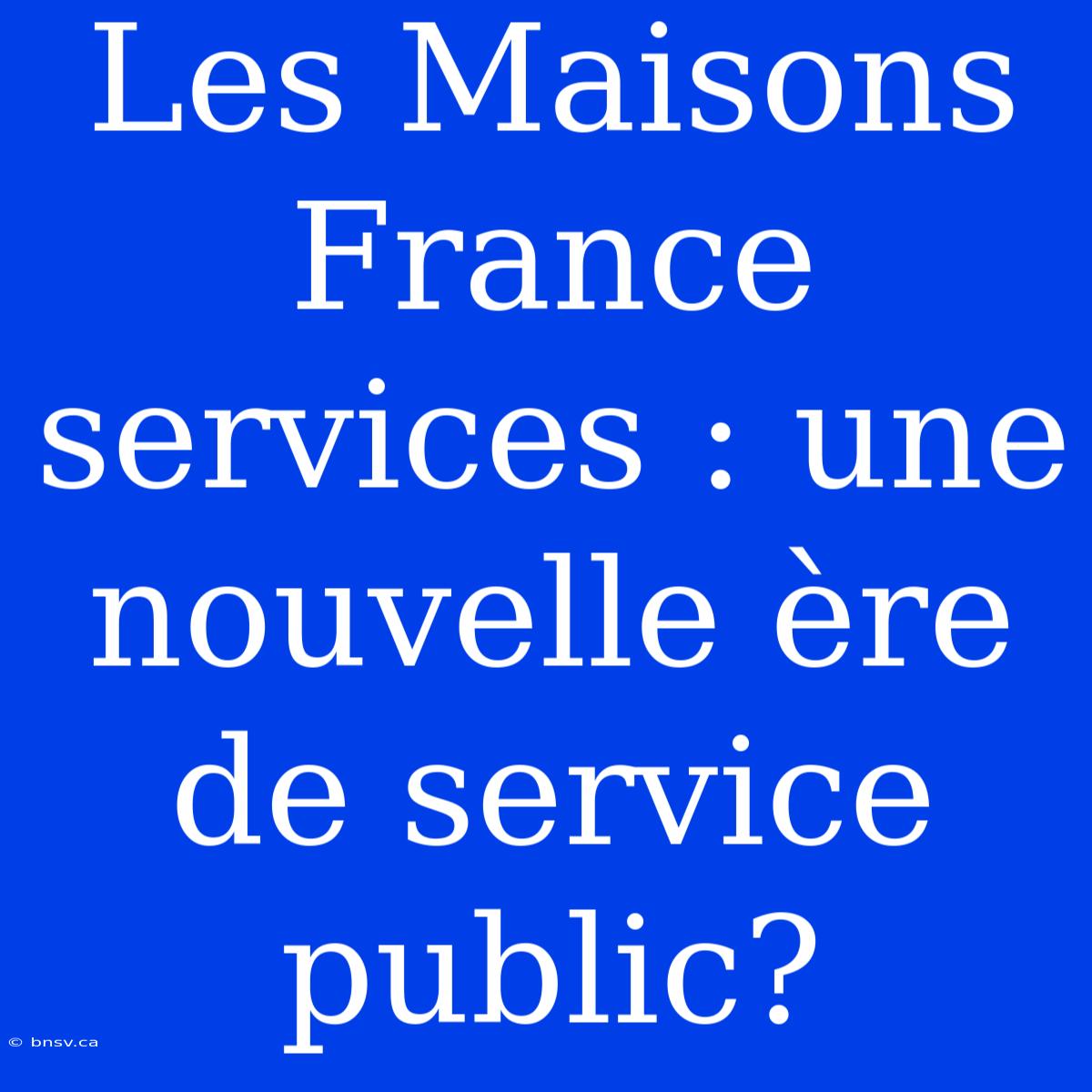 Les Maisons France Services : Une Nouvelle Ère De Service Public?