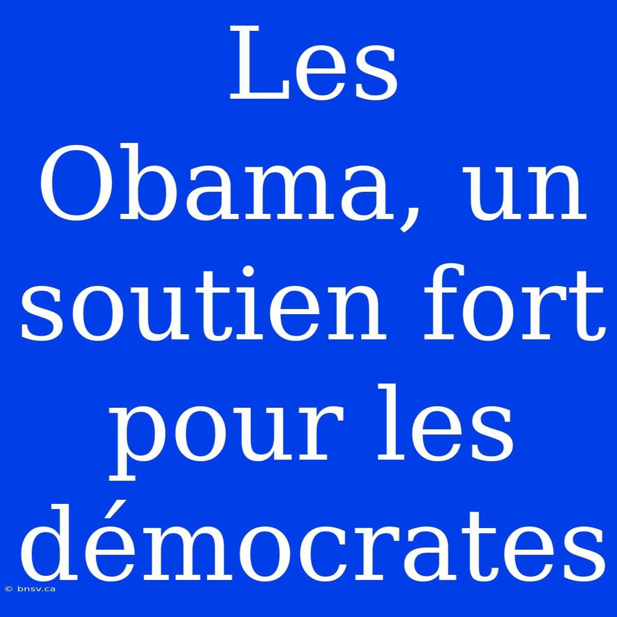 Les Obama, Un Soutien Fort Pour Les Démocrates