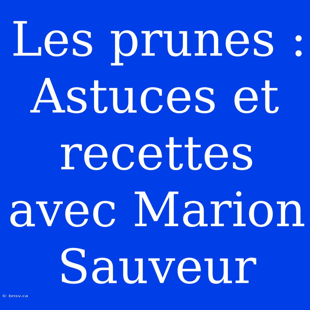 Les Prunes : Astuces Et Recettes Avec Marion Sauveur