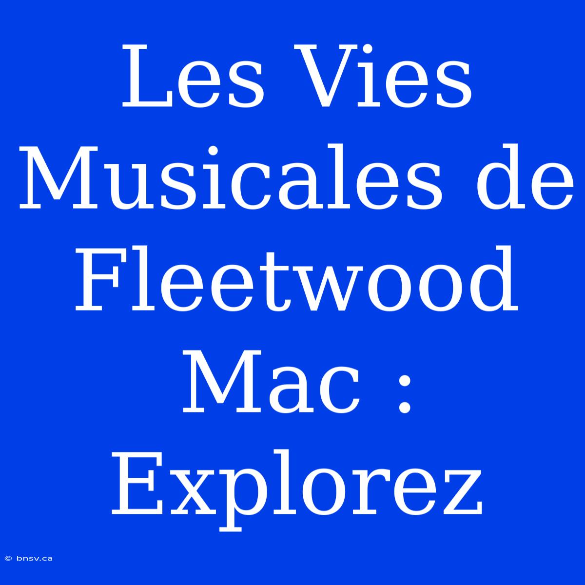 Les Vies Musicales De Fleetwood Mac : Explorez