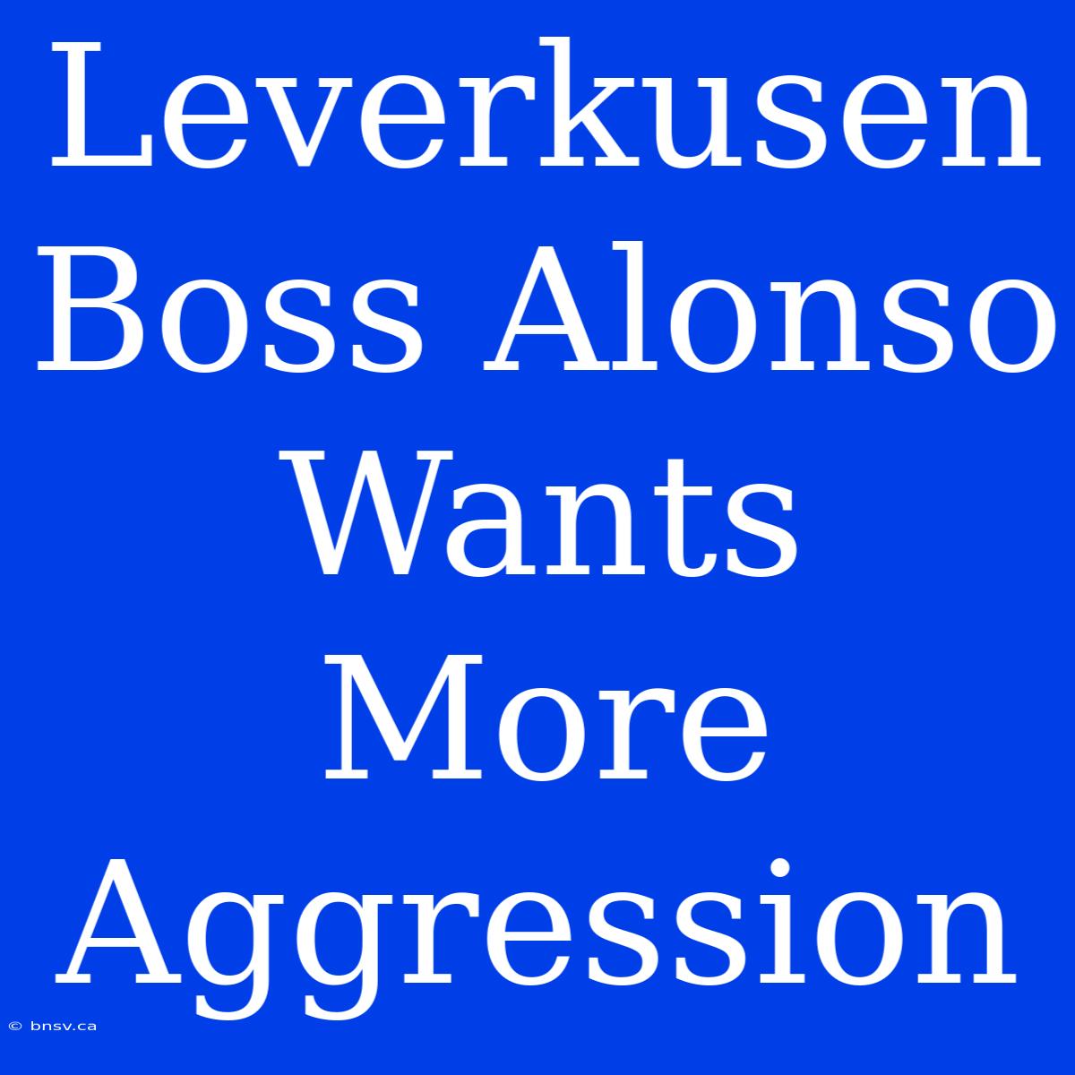 Leverkusen Boss Alonso Wants More Aggression