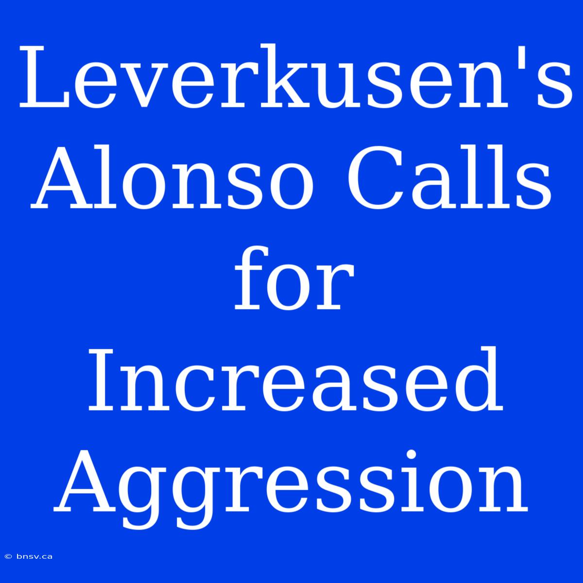 Leverkusen's Alonso Calls For Increased Aggression